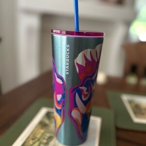 Starbucks Abstract Design Tumbler with Blue Straw
